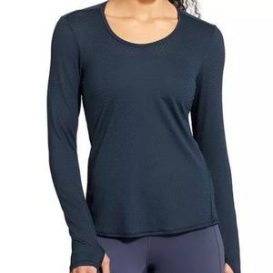 Athleta Navy Chi Top w/ Dot Mesh